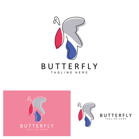 Butterfly Logo, Animal Design With Beautiful Wings, Decorative Animals, Product Brandsのイラスト素材