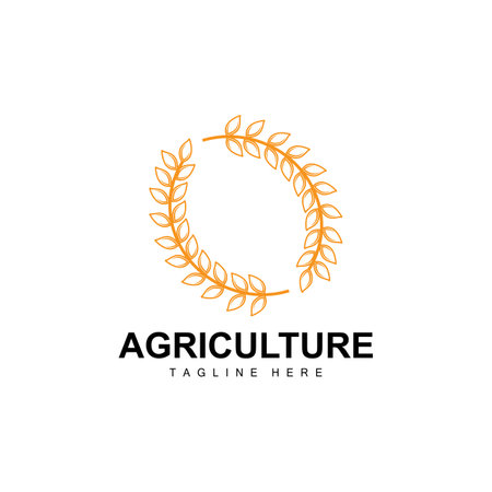 Rice Logo, Agriculture Design, Vector Wheat Rice Icon Template Illustrationのイラスト素材