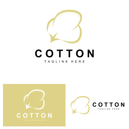 Cotton Logo, Soft Cotton Flower Design Vector Natural Organic Plants Apparel Materials And Beauty Textilesのイラスト素材