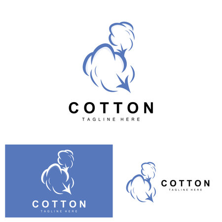 Cotton Logo, Soft Cotton Flower Design Vector Natural Organic Plants Apparel Materials And Beauty Textilesのイラスト素材