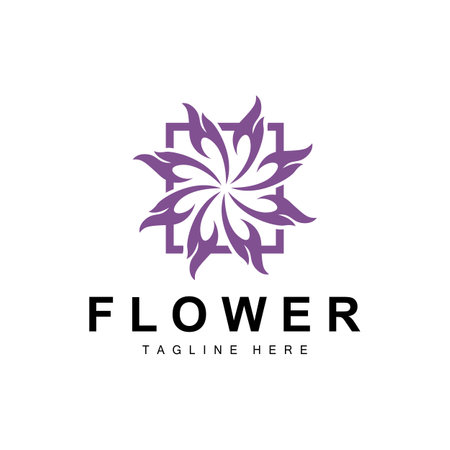 Flower Logo, Flower Garden Design With Simple Style Vector Product Brand, Beauty Care, Naturalのイラスト素材