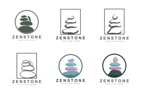 Balance Stone Logo Design, Vector Therapy Stone, Massage Stone, Hot Stone And Zenstone, Product Brand Illustrationのイラスト素材