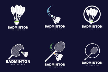 Badminton Logo, Sport Game Vector With Shuttlecock Racket, Sport Branch Design, Template Iconのイラスト素材