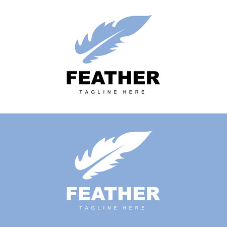 Feather Logo, Abstract Simple Feather Design, Wing Feather Vector, Pencil Stationery, Simple Iconのイラスト素材