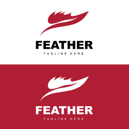 Feather Logo, Abstract Simple Feather Design, Wing Feather Vector, Pencil Stationery, Simple Iconのイラスト素材