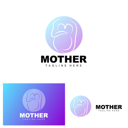 Pregnant Logo, Mom And Baby Health Care Design, Pregnant And Baby Medicine Brand Icon Vectorのイラスト素材