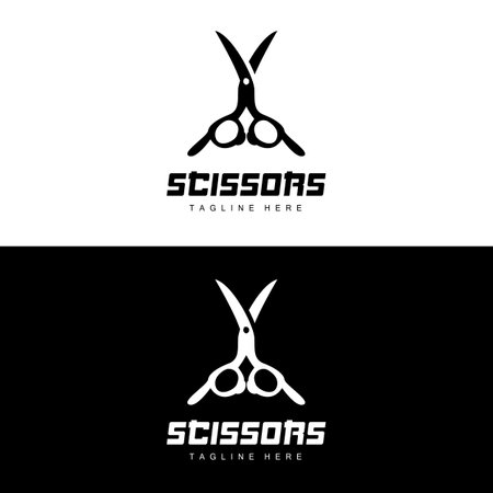 Scissors Logo, Cutting Tools Vector, Barbershop Razor Scissors Simple Design, Illustration Template Iconのイラスト素材