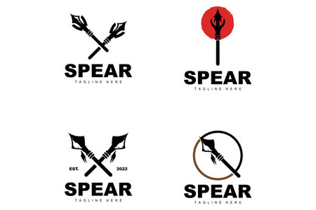 Spear Logo, Long Range Throwing Weapon Target Icon Design, Product And Company Brand Icon Illustrationのイラスト素材