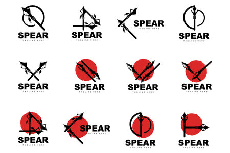 Spear Logo, Long Range Throwing Weapon Target Icon Design, Product And Company Brand Icon Illustrationのイラスト素材