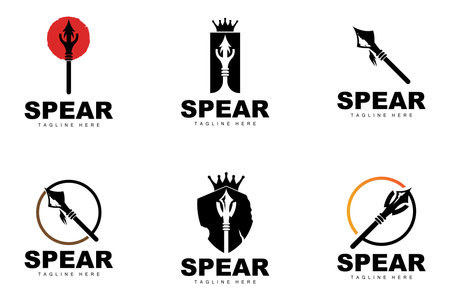 Spear Logo, Long Range Throwing Weapon Target Icon Design, Product And Company Brand Icon Illustrationのイラスト素材