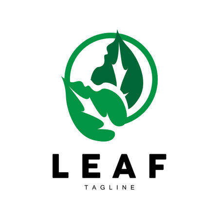 Green Leaf Logo, Ecology Natural Plant Vector, Nature Design, Illustration Template Iconのイラスト素材