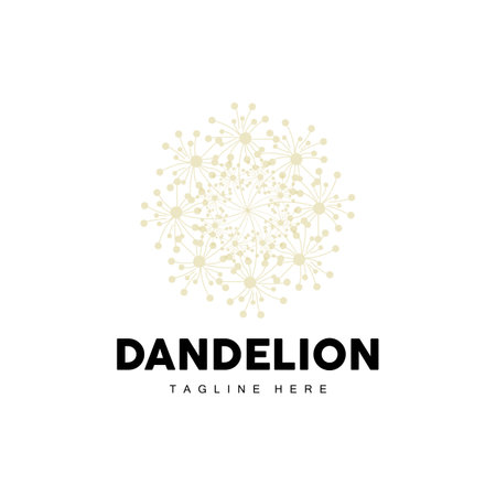 Dandelion Logo, Vector Plant Dandelion flower, Design Icon Templateのイラスト素材