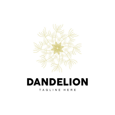 Dandelion Logo, Vector Plant Dandelion flower, Design Icon Templateのイラスト素材
