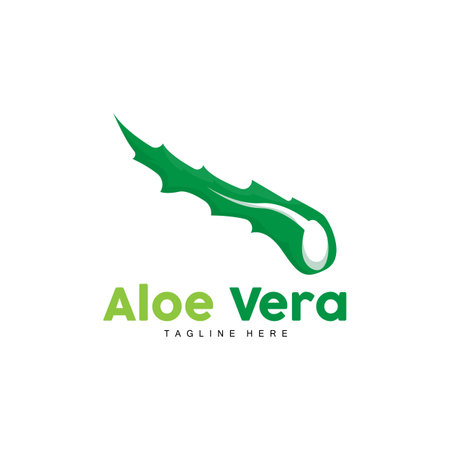 Aloe Vera Logo, Green Plant Design, Traditional Medicine And Skin Care Plant Vector, Hair Care, Symbol Icon Illustrationのイラスト素材