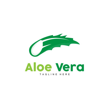 Aloe Vera Logo, Green Plant Design, Traditional Medicine And Skin Care Plant Vector, Hair Care, Symbol Icon Illustrationのイラスト素材