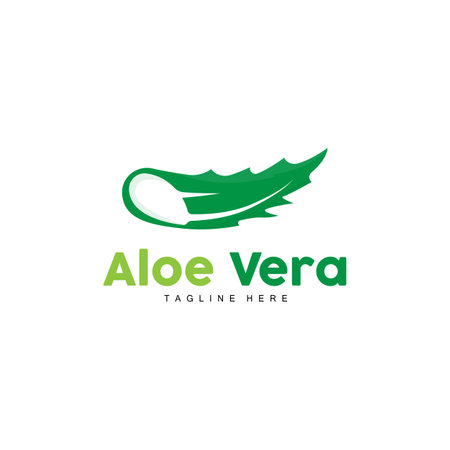 Aloe Vera Logo, Green Plant Design, Traditional Medicine And Skin Care Plant Vector, Hair Care, Symbol Icon Illustrationのイラスト素材