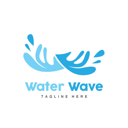 Water Wave Logo, Deep Sea Vector, Maritime Background Template Designのイラスト素材