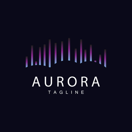 Aurora Logo, Simple Design Amazing Natural Scenery Of Aurora, Vector Icon Template, Illustrationのイラスト素材