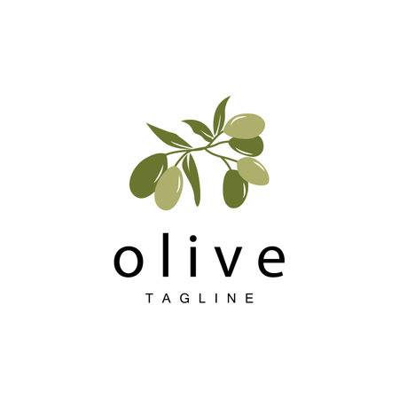 Olive Logo, Olive Oil Plant Vector, Natural Herbal Health Medicine Design, Illustration Template Iconのイラスト素材