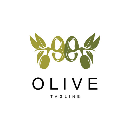 Olive Logo, Olive Oil Plant Vector, Natural Herbal Health Medicine Design, Illustration Template Iconのイラスト素材