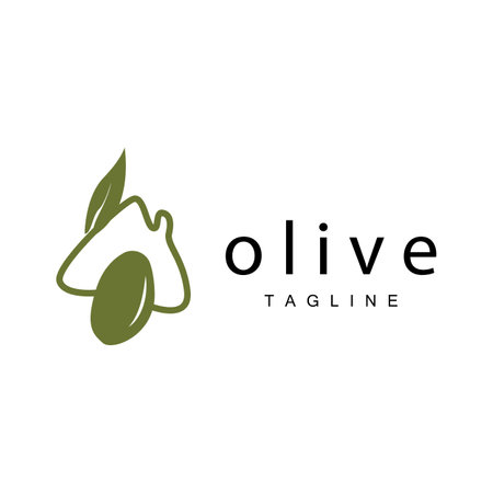 Olive Logo, Olive Oil Plant Vector, Natural Herbal Health Medicine Design, Illustration Template Iconのイラスト素材