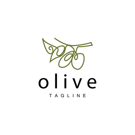 Olive Logo, Olive Oil Plant Vector, Natural Herbal Health Medicine Design, Illustration Template Iconのイラスト素材