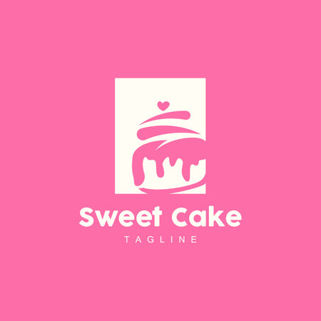 Sweet Cake Logo Design, Birthday Bread Vector, Simple Design Bakery Icon Template Illustrationのイラスト素材
