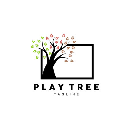 Tree Logo Design, Playground Vector, Education Tree Iconのイラスト素材