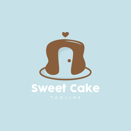 Sweet Cake Logo Design, Birthday Bread Vector, Simple Design Bakery Icon Template Illustrationのイラスト素材