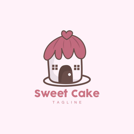 Sweet Cake Logo Design, Birthday Bread Vector, Simple Design Bakery Icon Template Illustrationのイラスト素材