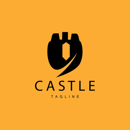 Castle Logo Elegant Luxury Simple Design, Royal Castle Vector Shield, Templet Illustration Iconのイラスト素材
