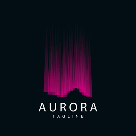 Aurora Logo, Simple Design Amazing Natural Scenery Of Aurora, Vector Icon Template, Illustrationのイラスト素材