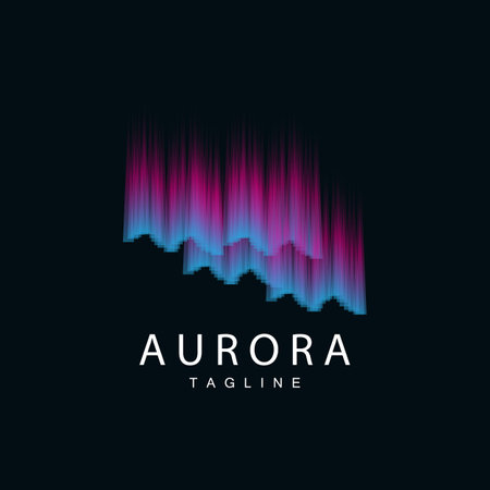 Aurora Logo, Simple Design Amazing Natural Scenery Of Aurora, Vector Icon Template, Illustrationのイラスト素材