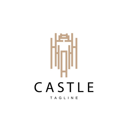 Castle Logo Elegant Luxury Simple Design, Royal Castle Vector Shield, Templet Illustration Iconのイラスト素材