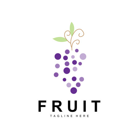 Grape Logo, Farm Fruit Vector, Fresh Purple Fruit Design, Grape Product Icon, Fruit Shopのイラスト素材