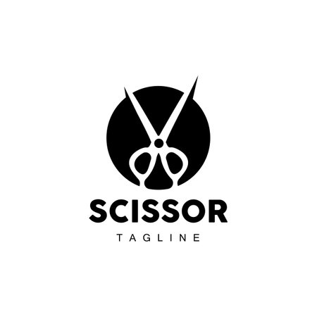 Barber Tools Scissors Logo, Haircut Tools Vector, Barber Design, Symbol Illustration Iconのイラスト素材