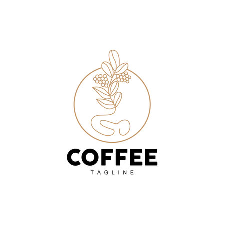 Coffee Logo, Coffee Tree Design, Cafe Drink Vector, Icon Brand Illustration Symbolのイラスト素材