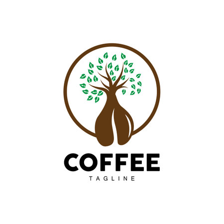 Coffee Logo, Coffee Tree Design, Cafe Drink Vector, Icon Brand Illustration Symbolのイラスト素材