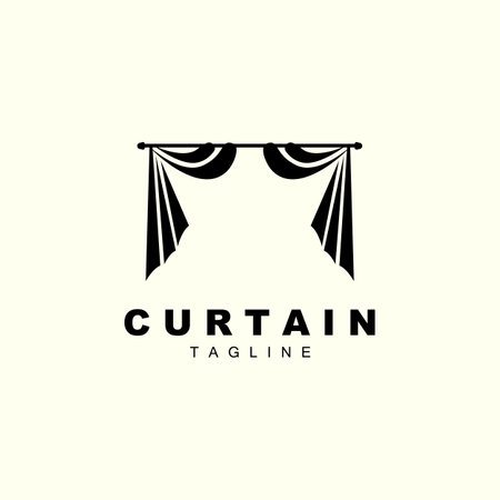 Home And Exhibition Curtain Logo Design, Building Decoration Vector Illustrationのイラスト素材