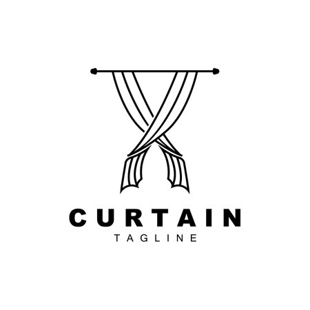 Home And Exhibition Curtain Logo Design, Building Decoration Vector Illustrationのイラスト素材