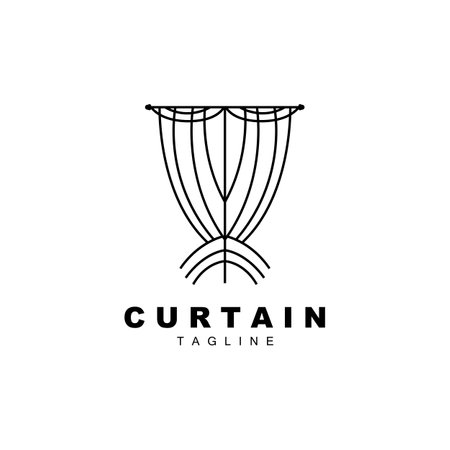 Home And Exhibition Curtain Logo Design, Building Decoration Vector Illustrationのイラスト素材