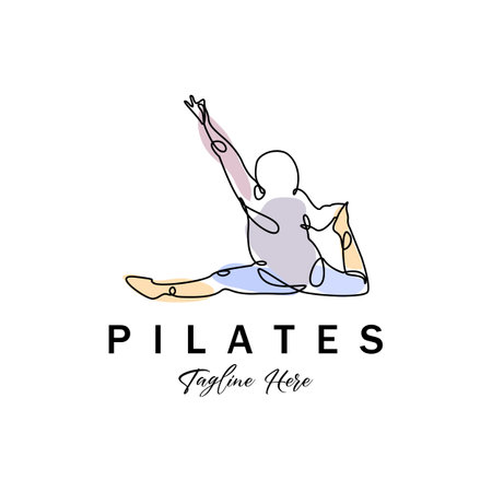 Pilates sitting pose logo icon symbol a calming yoga exercise that moves the whole bodyのイラスト素材