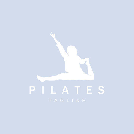 Pilates sitting pose logo icon symbol a calming yoga exercise that moves the whole bodyのイラスト素材