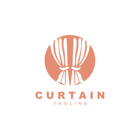Home And Exhibition Curtain Logo Design, Building Decoration Vector Illustrationのイラスト素材