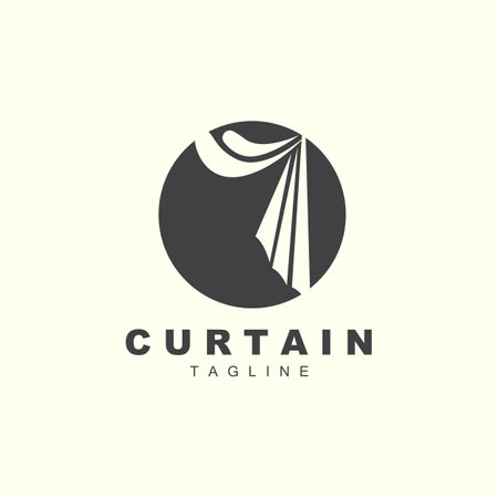 Home And Exhibition Curtain Logo Design, Building Decoration Vector Illustrationのイラスト素材