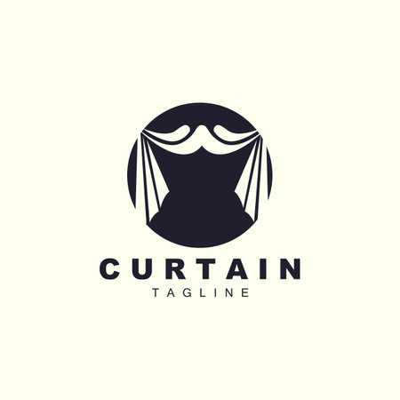 Home And Exhibition Curtain Logo Design, Building Decoration Vector Illustrationのイラスト素材