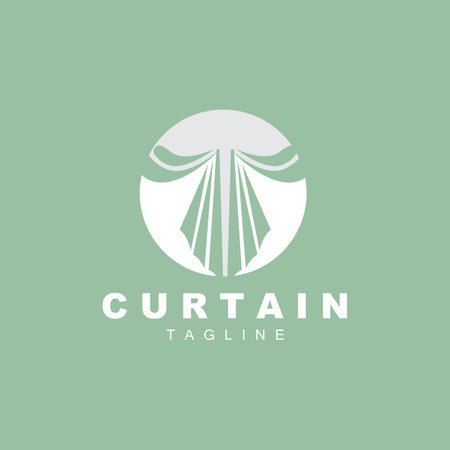 Home And Exhibition Curtain Logo Design, Building Decoration Vector Illustrationのイラスト素材
