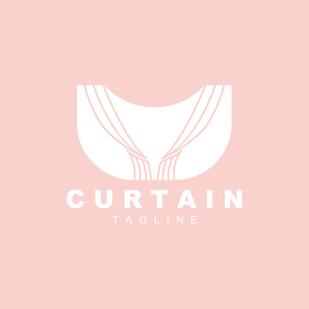 Home And Exhibition Curtain Logo Design, Building Decoration Vector Illustrationのイラスト素材