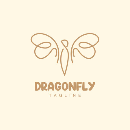 Dragonfly Logo, Flying Animal Design, Vector Simple Line Style, Icon Symbol Illustrationのイラスト素材