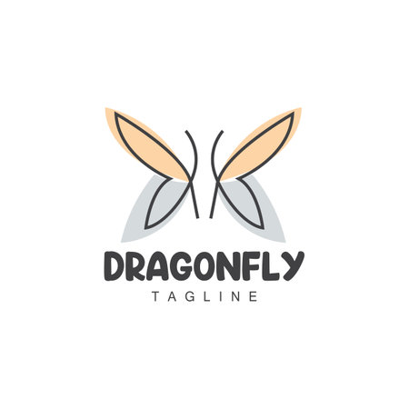 Dragonfly Logo, Flying Animal Design, Vector Simple Line Style, Icon Symbol Illustrationのイラスト素材